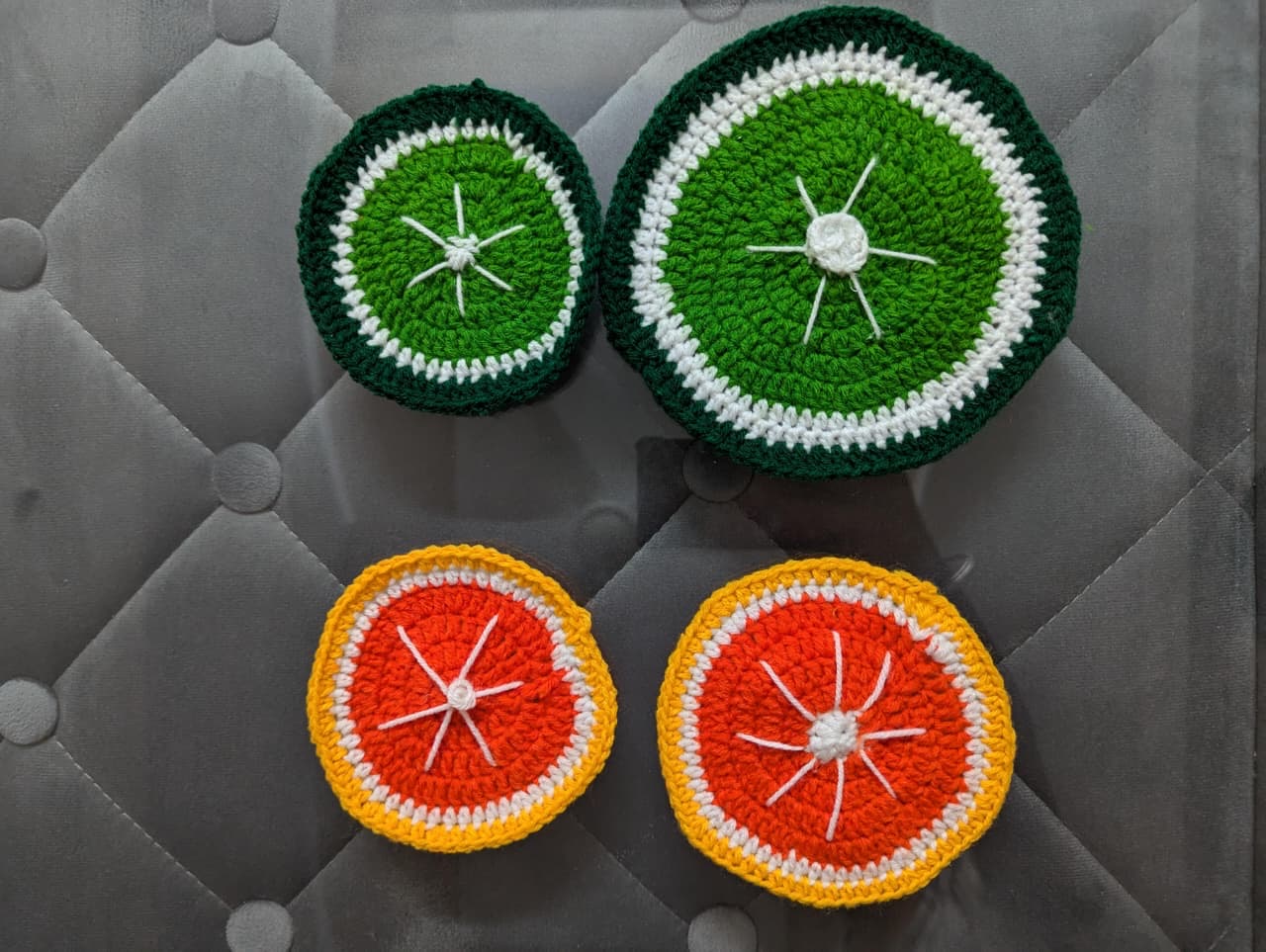 Handmade Crochet Lime Slice Coaster