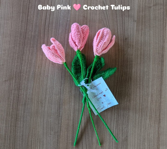 Baby Pink Crochet Tulip Bouquet – Handmade Gift