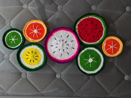 Handmade Crochet Lime Slice Coaster