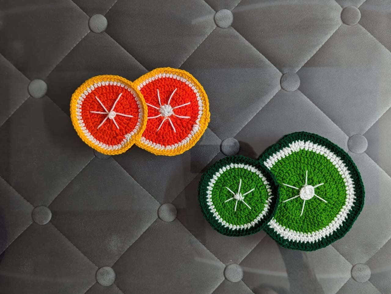 Handmade Crochet Lime Slice Coaster