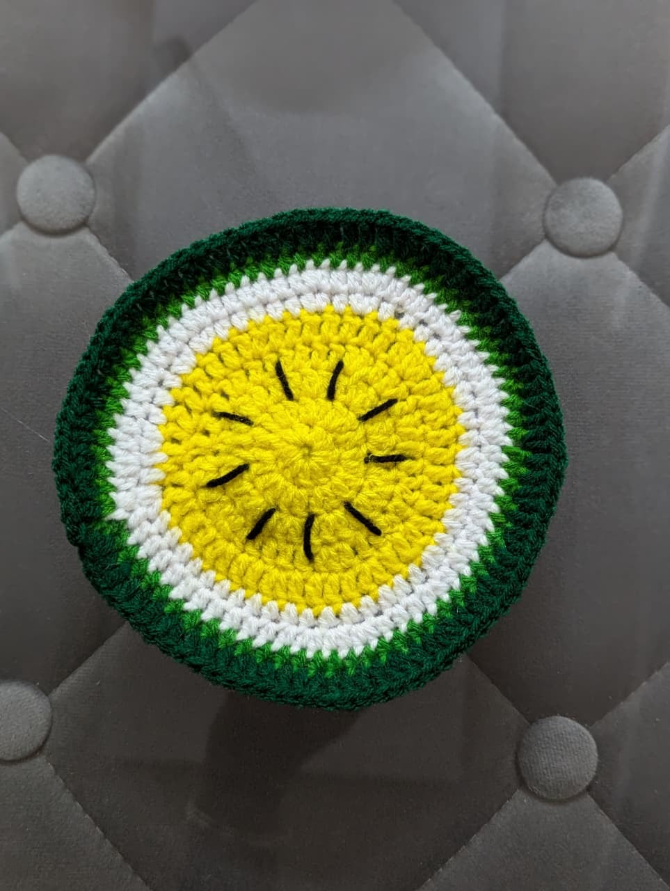 Handmade Crochet Lime Slice Coaster