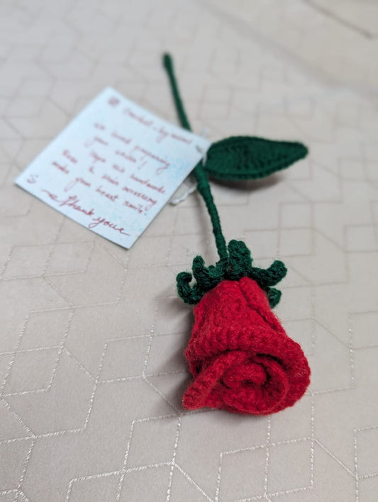 Handmade Crochet Red Rose – Eternal Bloom for Gifting & Home Dècor